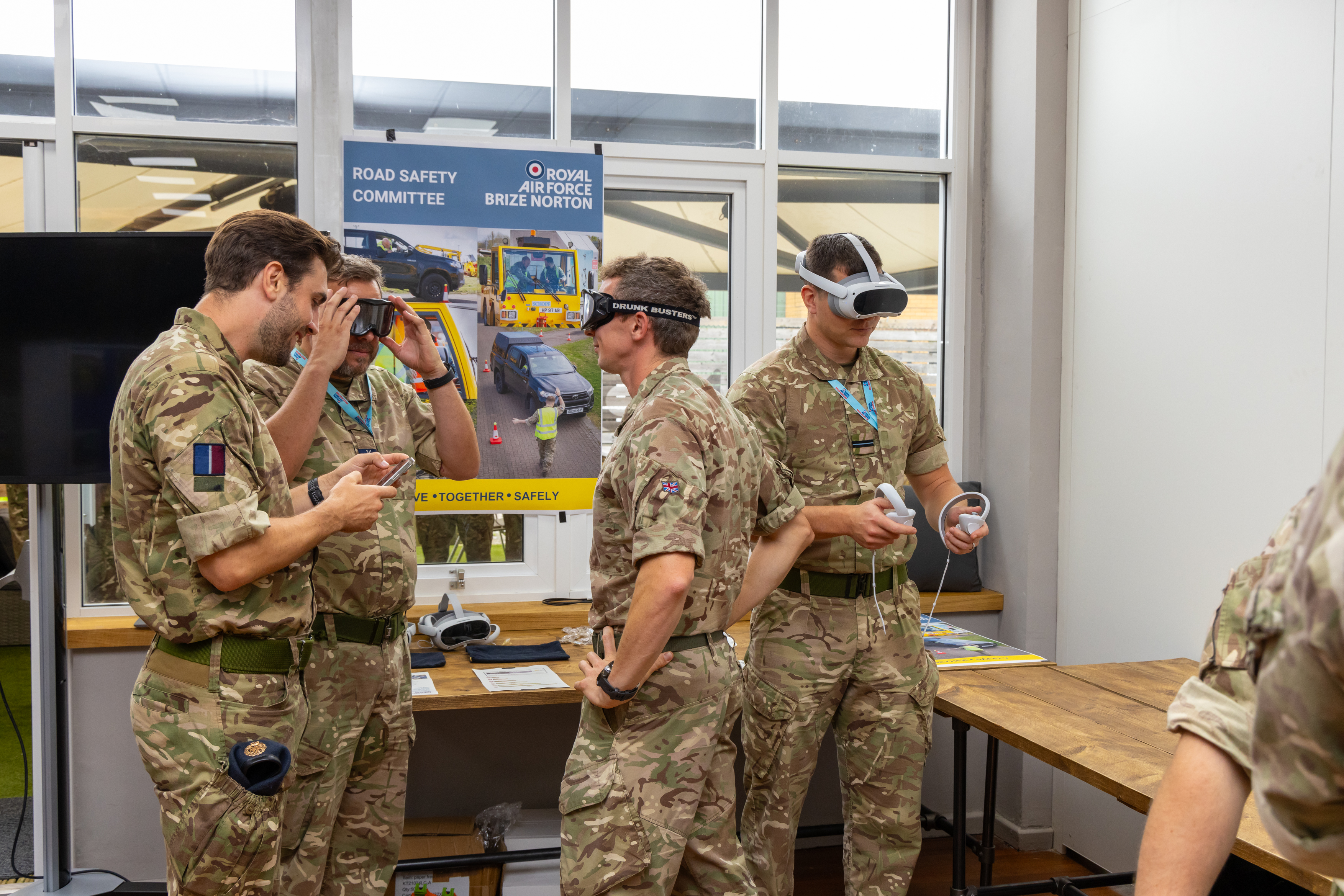 Photo: Personnel seen having the opportunity to participate in practical demonstrations with the Road Safety team using Virtual Reality headsets